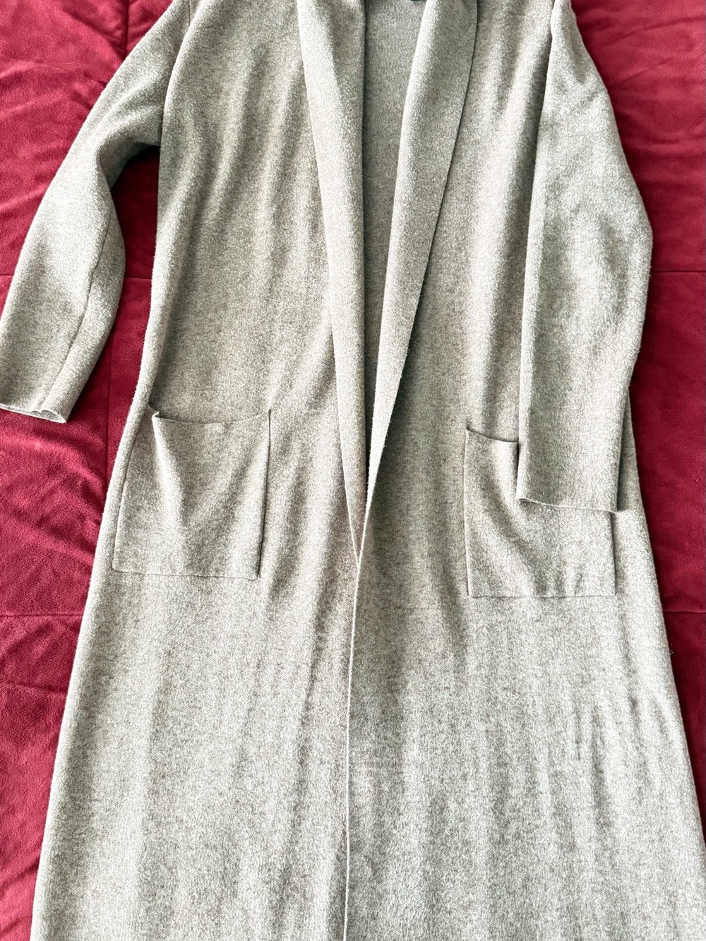 MAXSTUDIO MAXSPORT Women's Long Duster Cardigan Sweater Beige Heather Size S